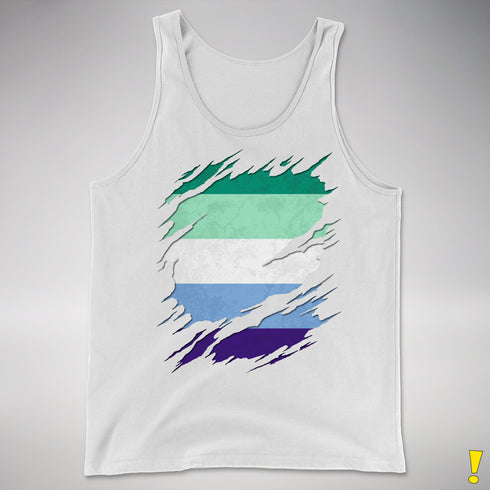 Gay Male Pride Flag Ripped Reveal Premium Tank Top